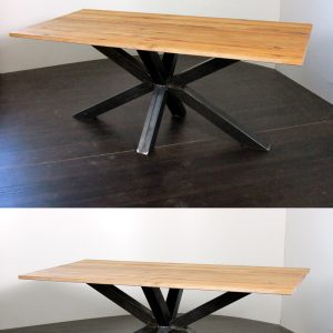 Spider Stahlgestell breit für Esstische Eichenholz Tischplatte