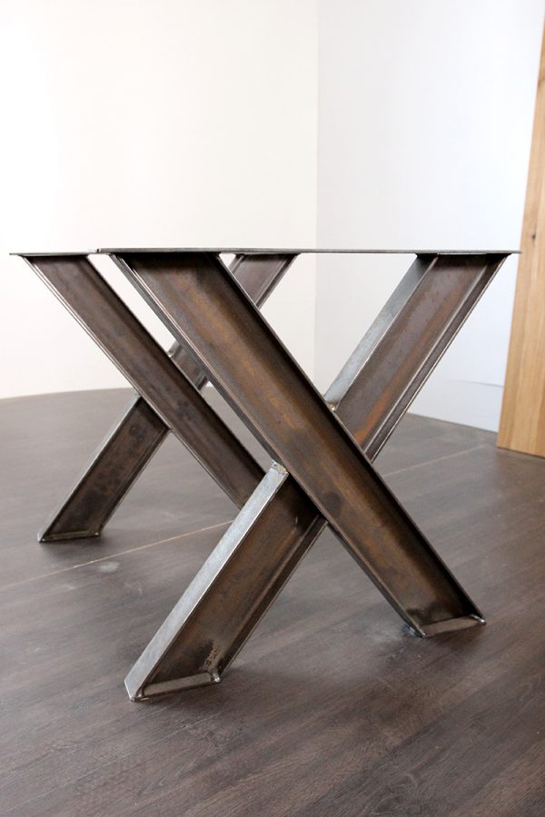 Tischgestell X-Form Stahlträger Rohstahl