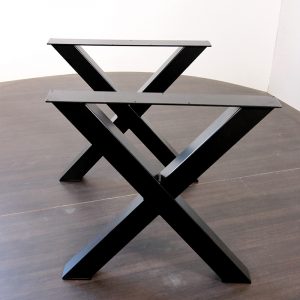 Stahlgestell Tischgestell X-Form pulverbeschichtet schwarz breit
