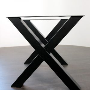 Stahlgestell Tischgestell X-Form pulverbeschichtet schwarz breit